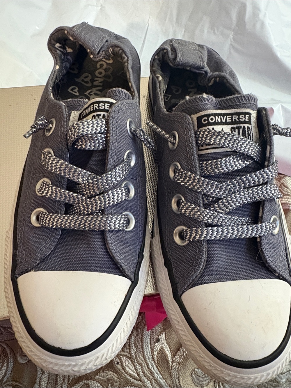 Converse Kids Low Top Canvas Sneakers in Charcoal Gray